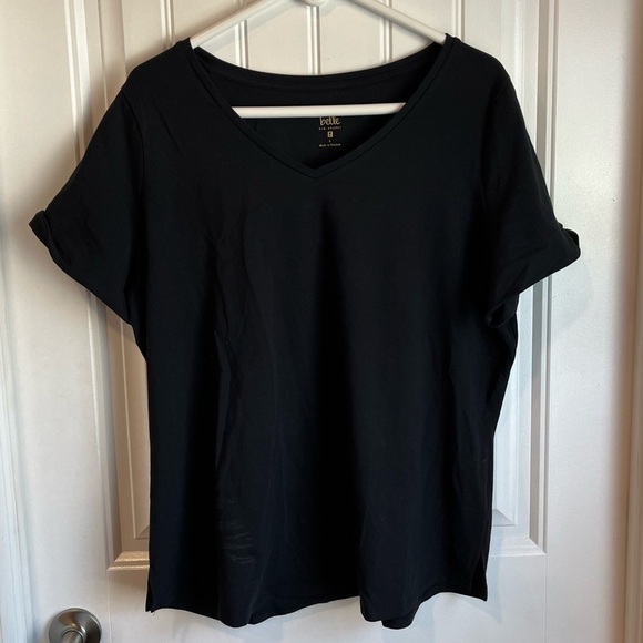 Nwot Belle by Kim Gravel TripleLuxe Knit Twist Sleeve Top BLACK large L - Picture 10 of 13